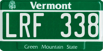 VT license plate LRF338
