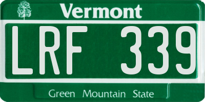 VT license plate LRF339