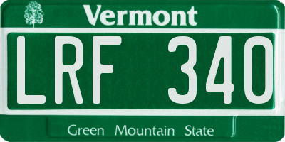 VT license plate LRF340