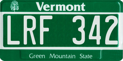 VT license plate LRF342