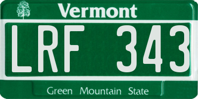VT license plate LRF343