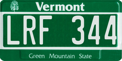 VT license plate LRF344