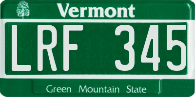 VT license plate LRF345