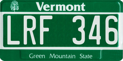 VT license plate LRF346