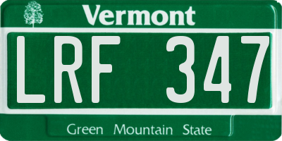 VT license plate LRF347