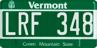 VT license plate LRF348