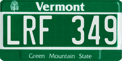 VT license plate LRF349