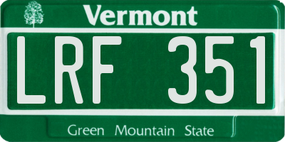 VT license plate LRF351