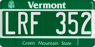 VT license plate LRF352