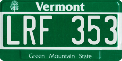 VT license plate LRF353