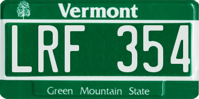 VT license plate LRF354