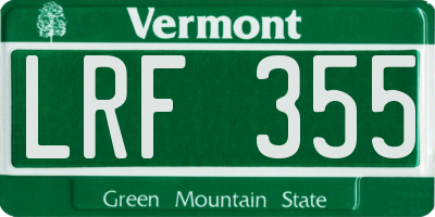 VT license plate LRF355