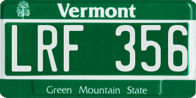 VT license plate LRF356