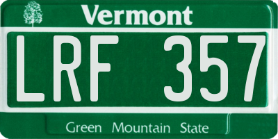 VT license plate LRF357