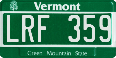VT license plate LRF359