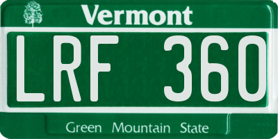 VT license plate LRF360