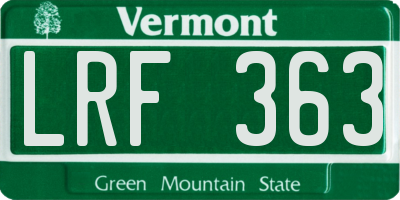 VT license plate LRF363