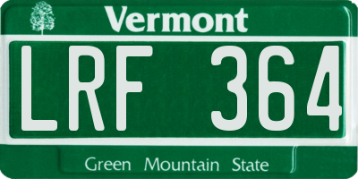 VT license plate LRF364