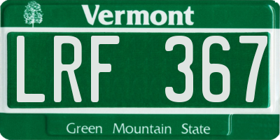 VT license plate LRF367