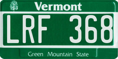 VT license plate LRF368
