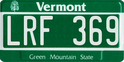 VT license plate LRF369