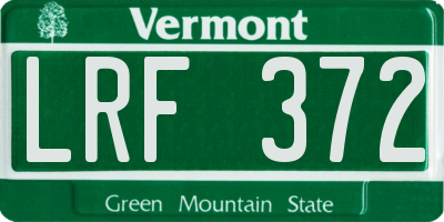 VT license plate LRF372