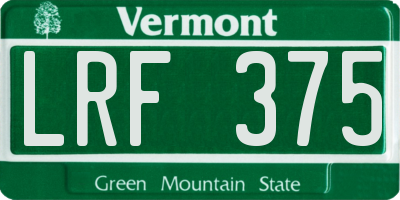 VT license plate LRF375