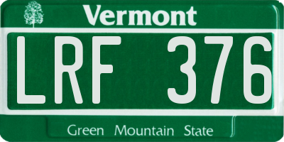 VT license plate LRF376