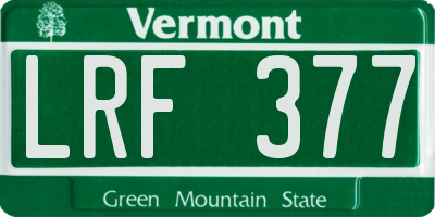 VT license plate LRF377