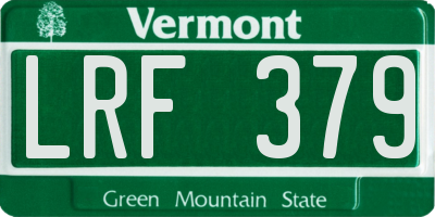 VT license plate LRF379