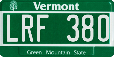 VT license plate LRF380