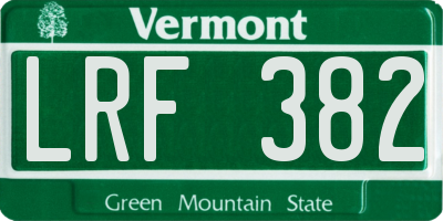 VT license plate LRF382