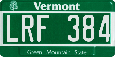 VT license plate LRF384