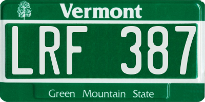 VT license plate LRF387