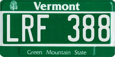 VT license plate LRF388