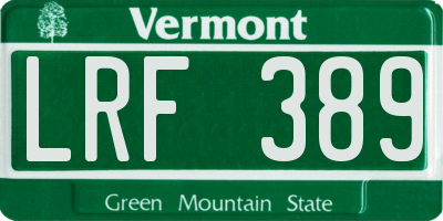 VT license plate LRF389