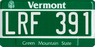 VT license plate LRF391