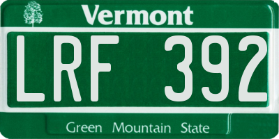 VT license plate LRF392