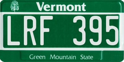 VT license plate LRF395