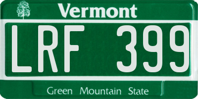VT license plate LRF399