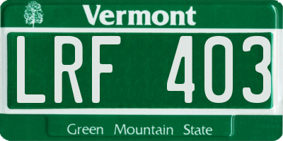 VT license plate LRF403