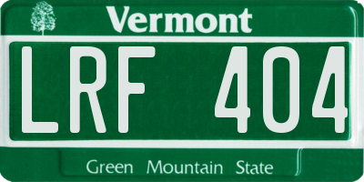 VT license plate LRF404