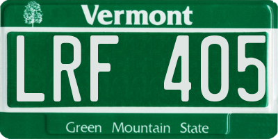 VT license plate LRF405