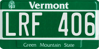 VT license plate LRF406
