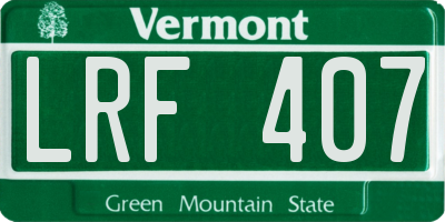 VT license plate LRF407