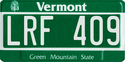 VT license plate LRF409