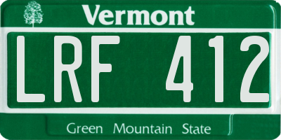 VT license plate LRF412