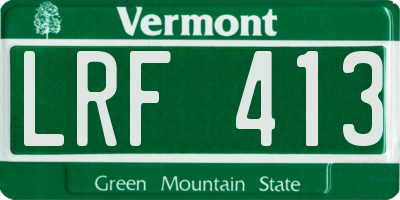 VT license plate LRF413