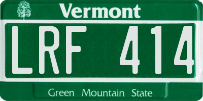VT license plate LRF414