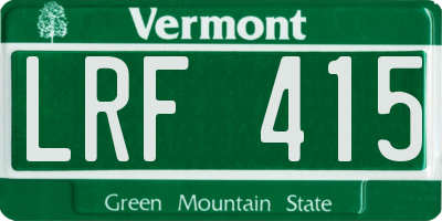 VT license plate LRF415